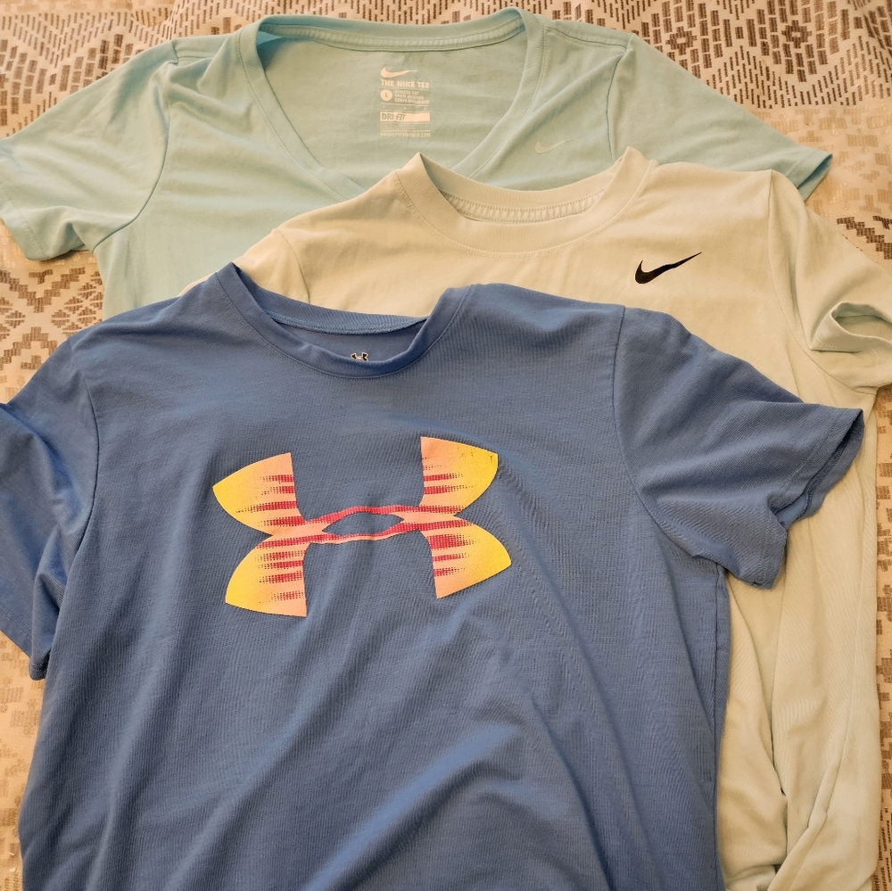3 shirt lot- Nike & Under Armour- LG